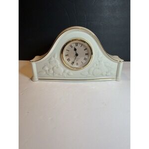 Vintage Lenox Fruits of Life Mantel Clock Fine Ivory China Quartz Gold Trim 1993
